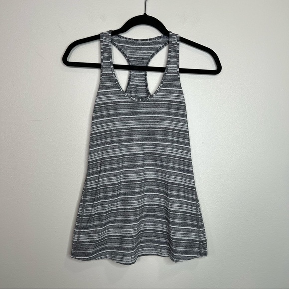 LULULEMON ATHLETICA Cool Racerback Gray Striped Tank Top - Picture 3 of 10